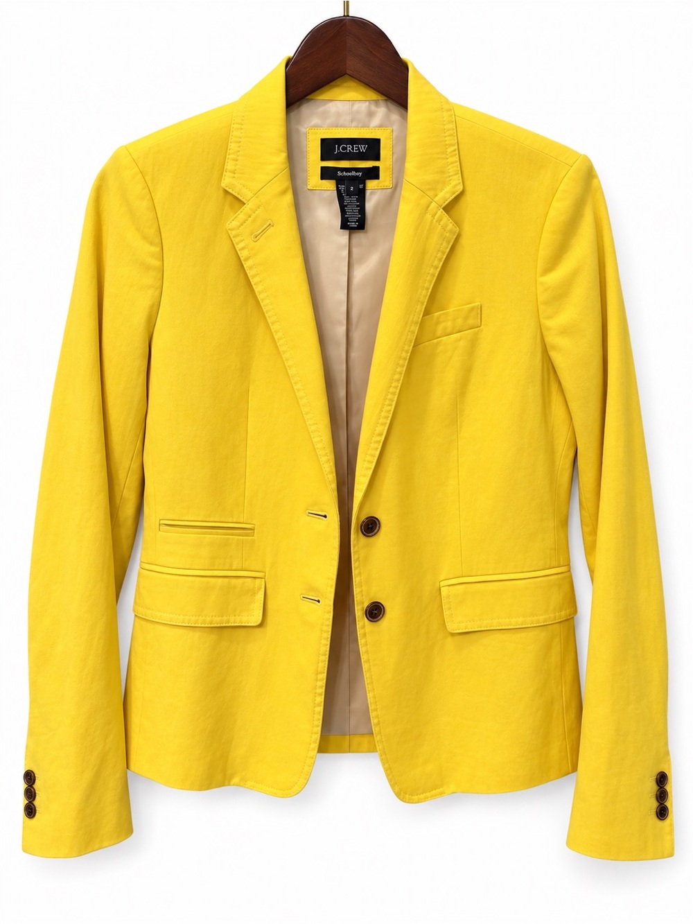 J. Crew Bright Yellow Cotton Tailored Blazer Size 2T for Tall